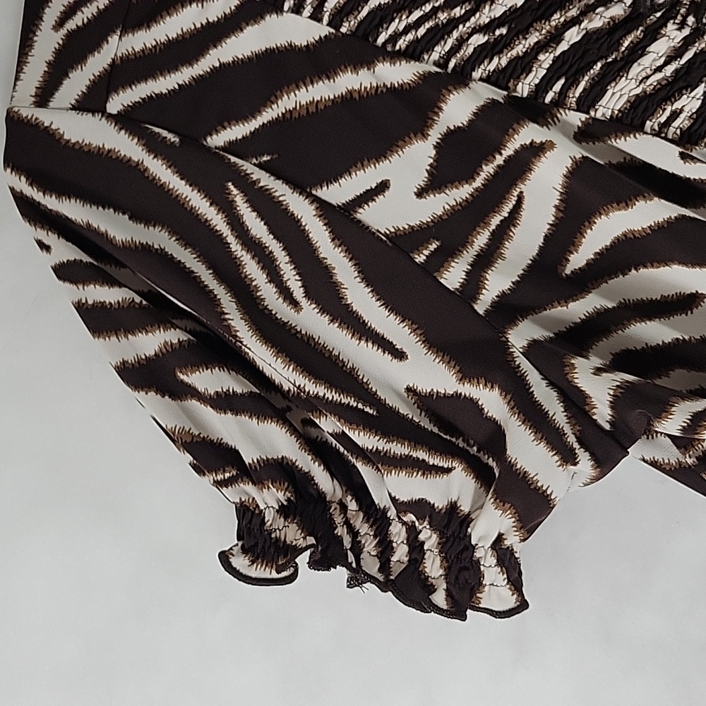 ENFOCUS V-Neck Brown & Cream Tiger Print Stretch Pullover Dress Size 14W - Picture 4 of 6